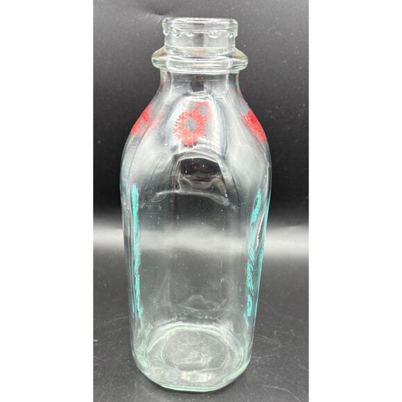 VTG St. Charles Diary Co. Glass Eggnog Bottle Missouri Christmas Blue Red - Picture 3 of 5